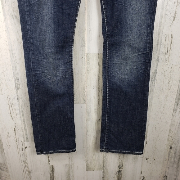 Gumm jeans dark wash straight leg denim jeans embellished pockets size 13-14 - Picture 3 of 14